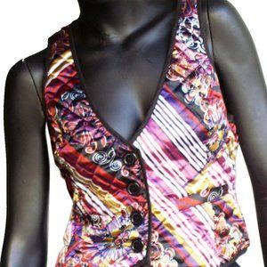Multicolor Satin Quilted Vest US Size Small
